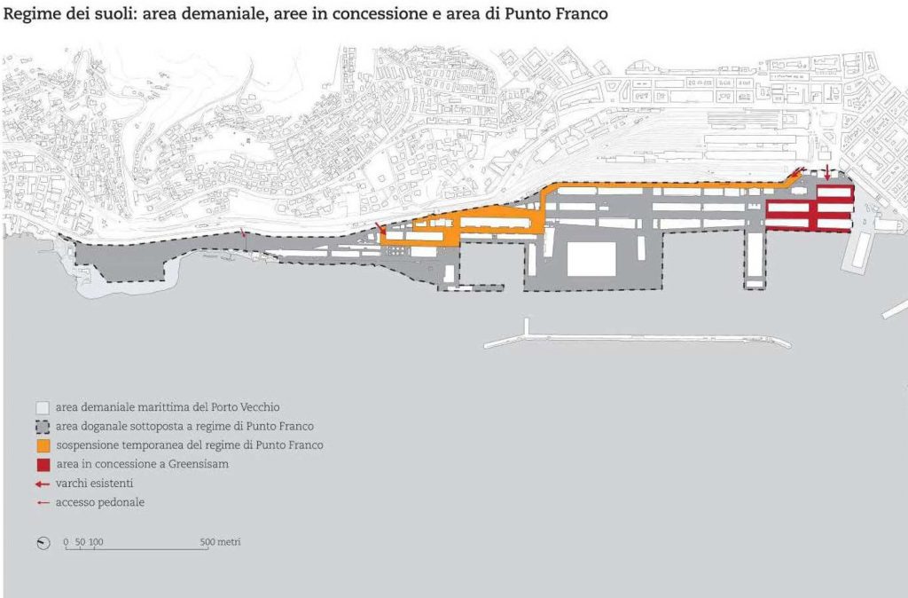 Regime dei suoli: area demaniale, aree in concessione demaniale e area Punto Franco